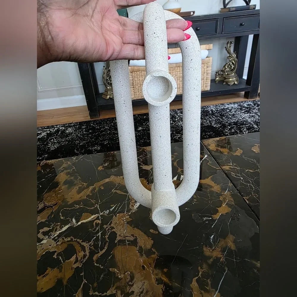 Lorin Sculpted Cement 2 Taper Candle Holder Crate And Barrel Stone Style Finish